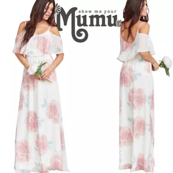 Robe En Mousseline SHOW ME YOUR MUMU Caitlin - épaule Froide, Motif Floral - Taille M, Neuve Avec étiquette